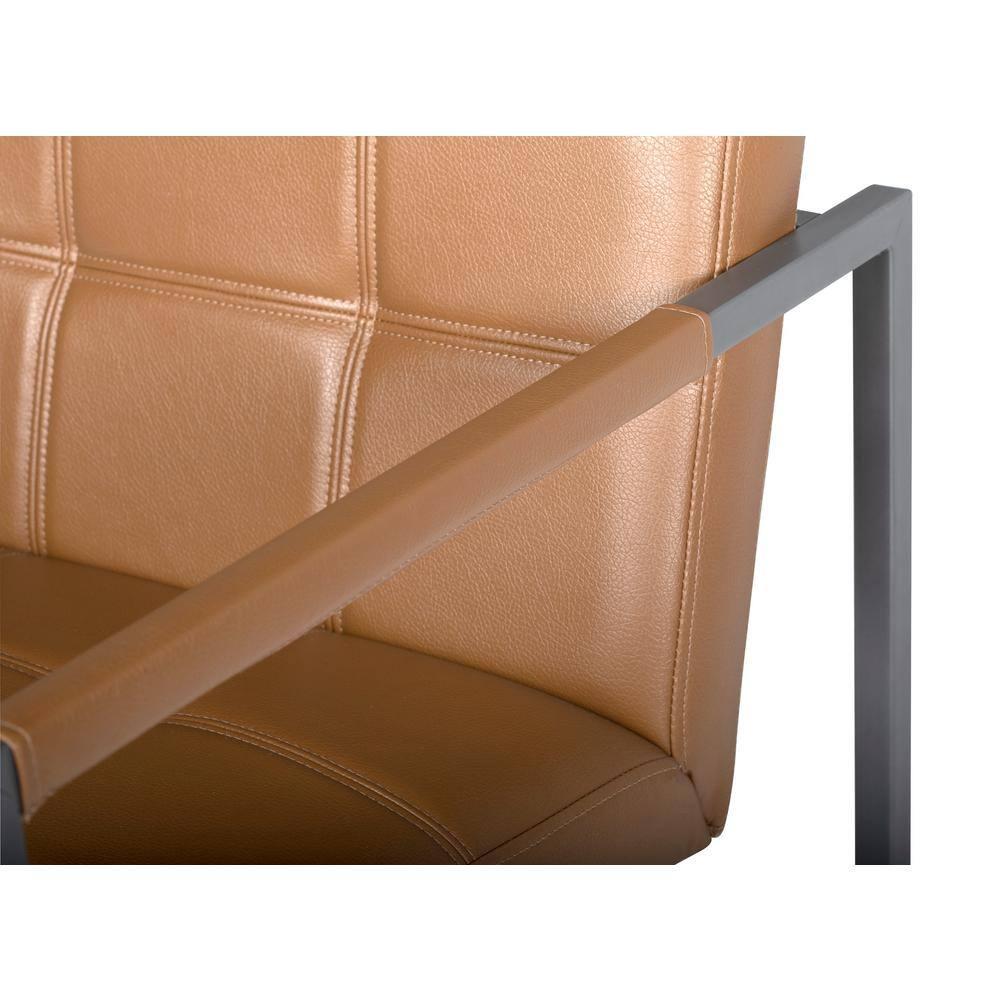 Camber Accent Chair Caramel: Studio Designs Home, Faux Leather, Metal Frame, Mid-Century Design, 250lb Capacity