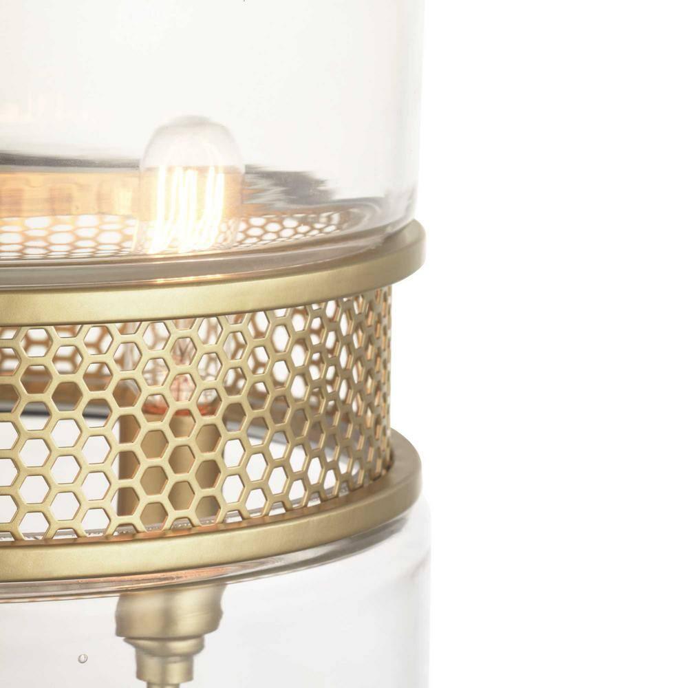 Progress Lighting, Cayce Collection, 3-Light Pendant, Vintage Gold, Glass Shade