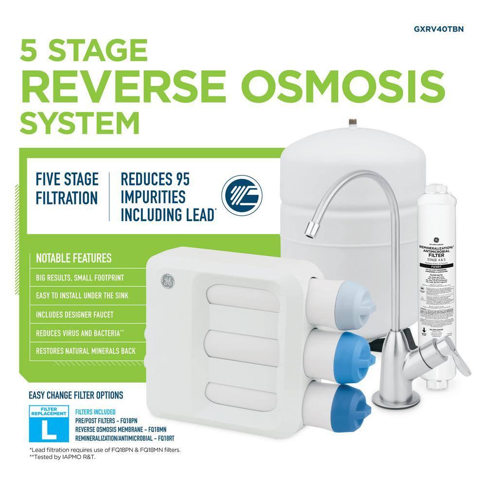 GE Under Sink 5 Stage Premium Reverse Osmosis Water Filtration System