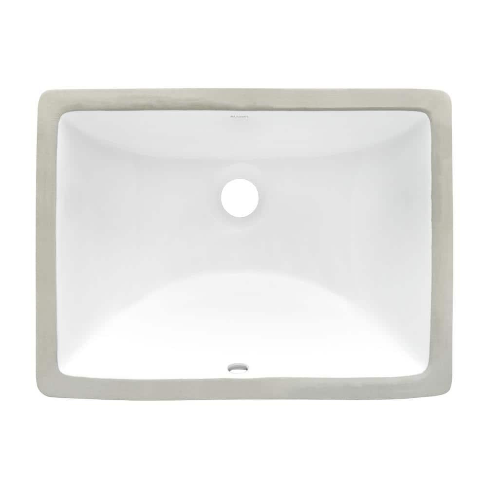 Ruvati 17 x 12 inch Undermount Bathroom Sink White Rectangular Porcelain Ceramic with Overflow