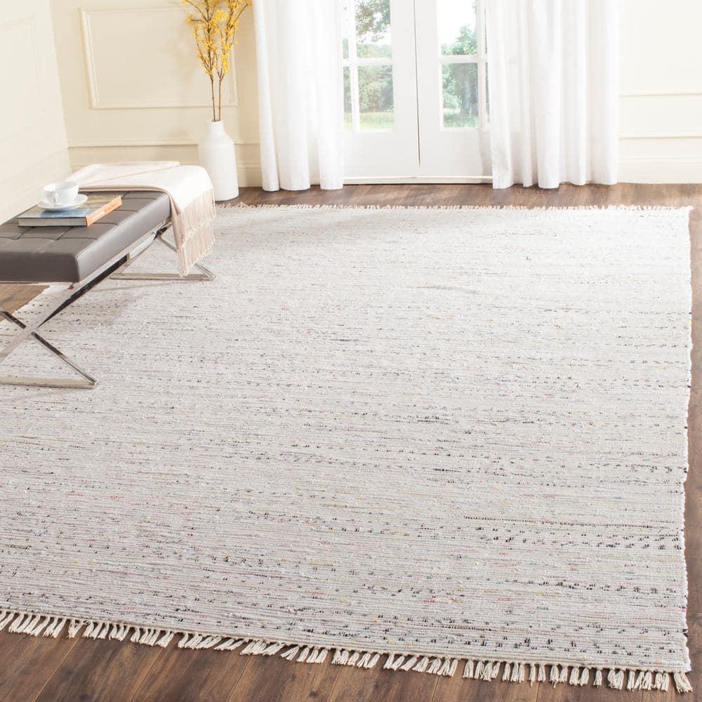 Rag Rug RAR121 Hand Woven Indoor Area Rug - 8'x8' - Ivory/Multi - Safavieh