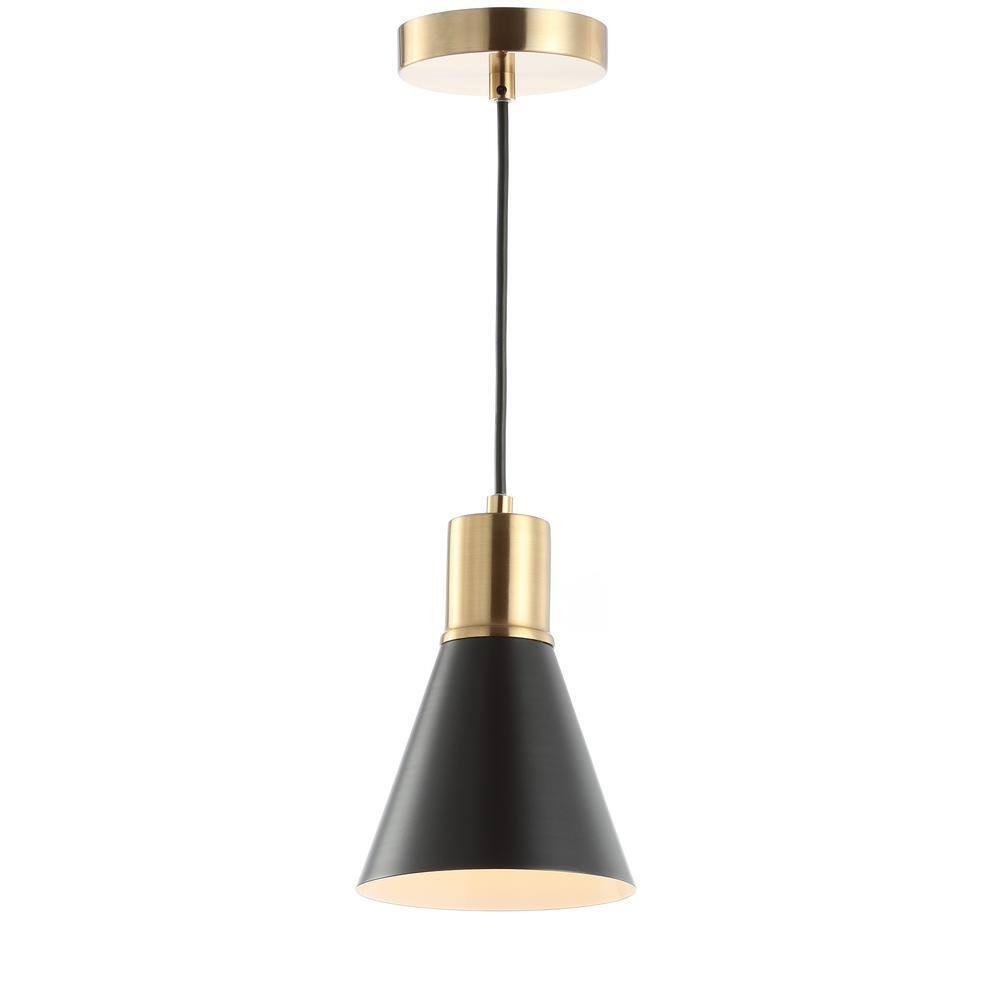 JONATHAN Y JYL6131A Apollo 6" Metal LED Pendant Contemporary Dimmable Adjustable Dining Room Living Room Kitchen Foyer Bedroom Hallway, Black/Brass Gold
