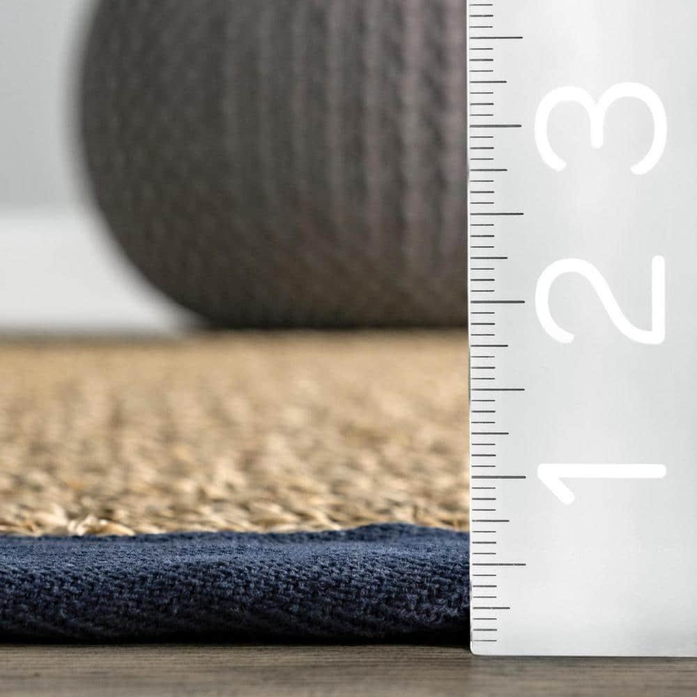 nuLOOM Elijah Seagrass Natural Runner Rug, 2' 6" x 8', Navy