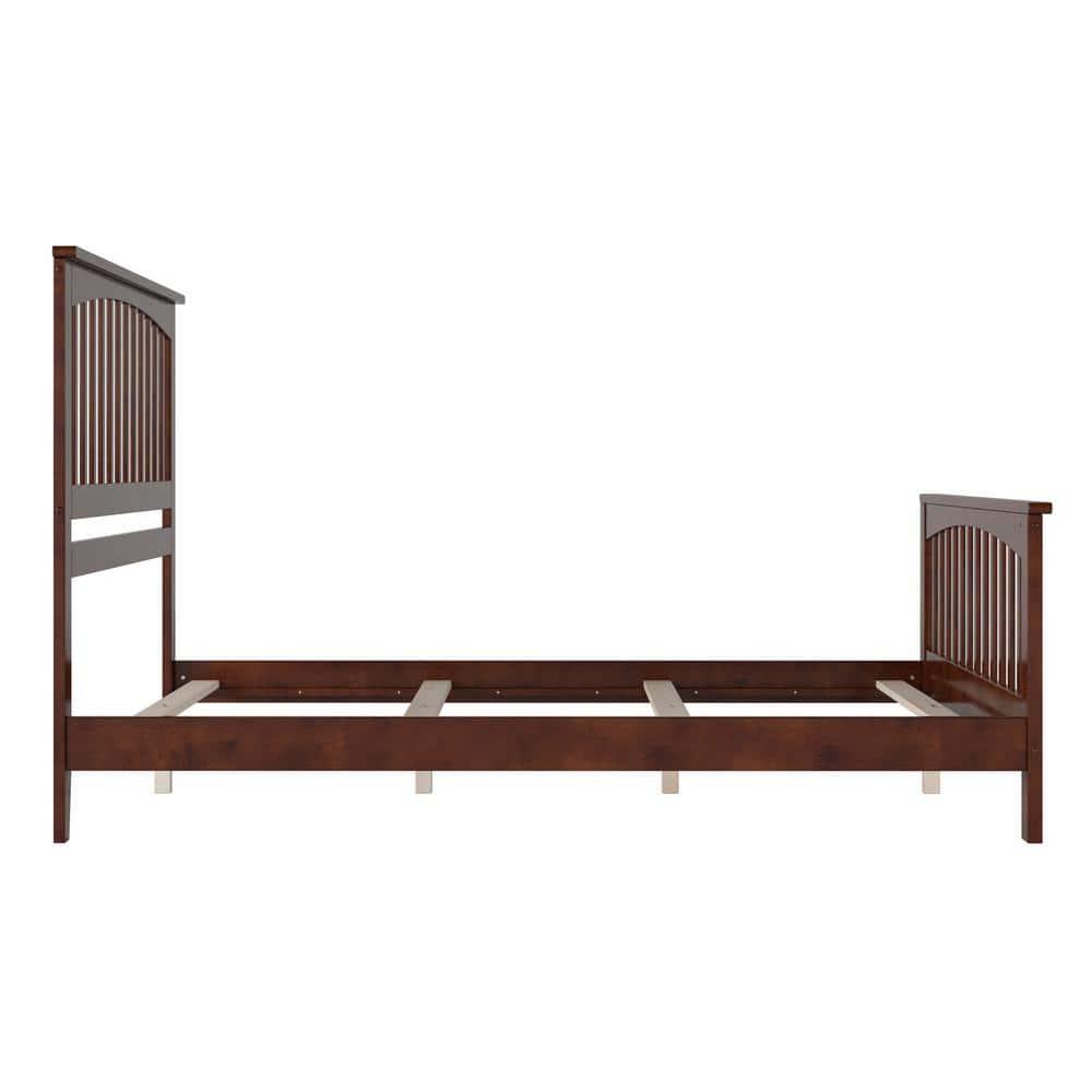 Brooklyn Queen Wood Foundation Bed with Matching Footboard in Walnut