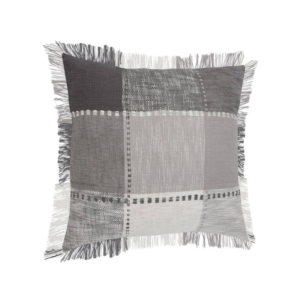 Woven Paths Charles Casual Cabin Fringed Throw Pillow, Patchwork, 20" x 20"