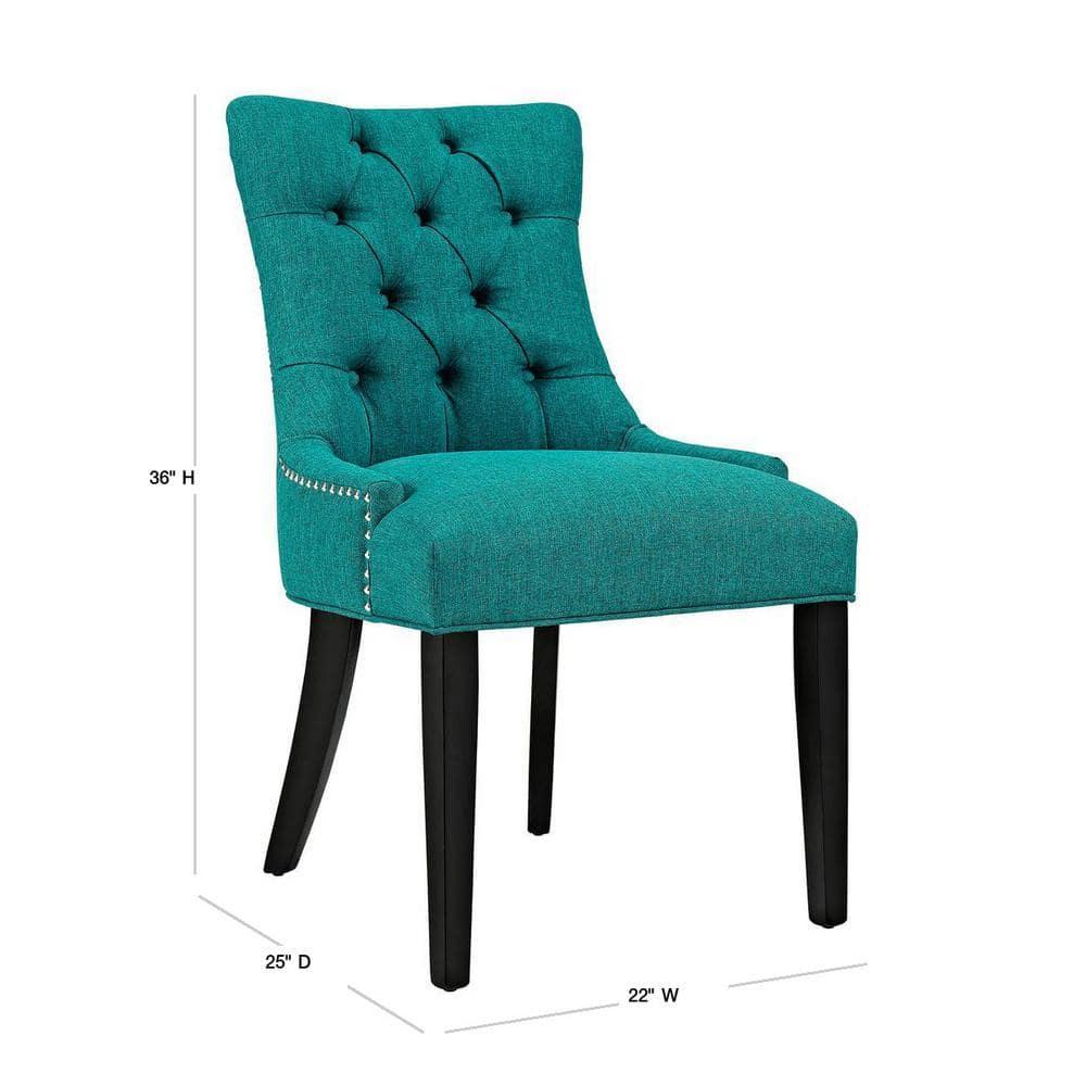 Regent Fabric Dining Chair Teal - Modway: Elegant Tufted Design, Nailhead Trim, Foam Padded