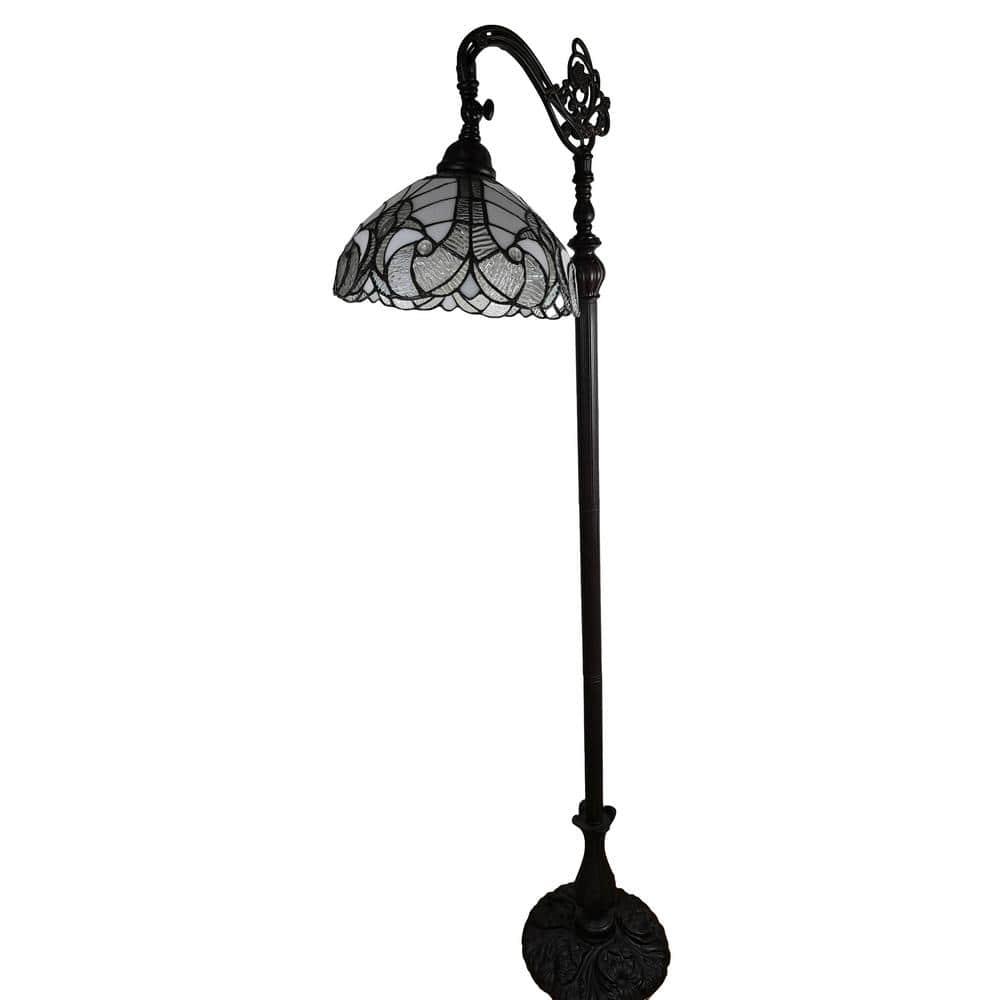 Amora Lighting Tiffany Style White Reading Floor Lamp 62" High