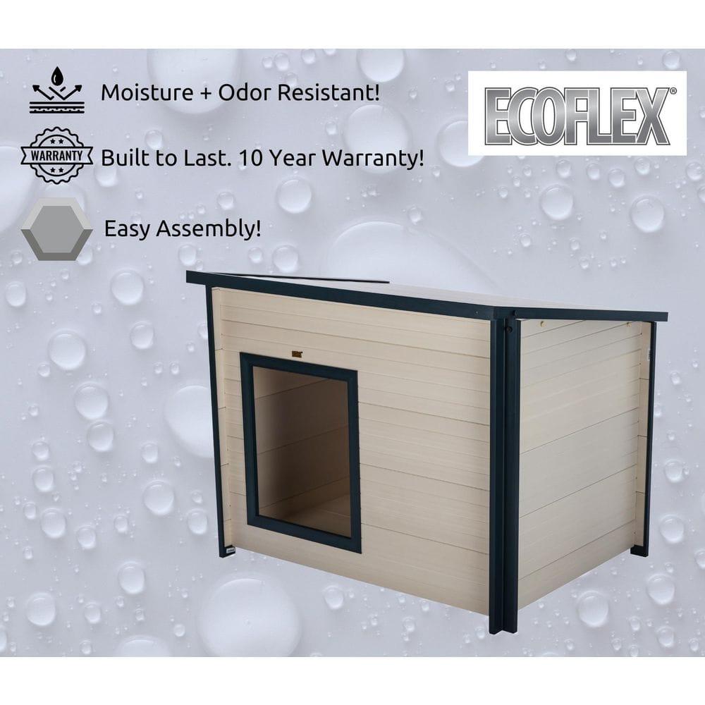 New Age Pet® ECOFLEX® Rustic Lodge Style Dog House - Extra Large, Weatherproof, Easy to Assemble, Elevated Floor for Ventilation, Non-Toxic, Durable Wood Plastic Composite