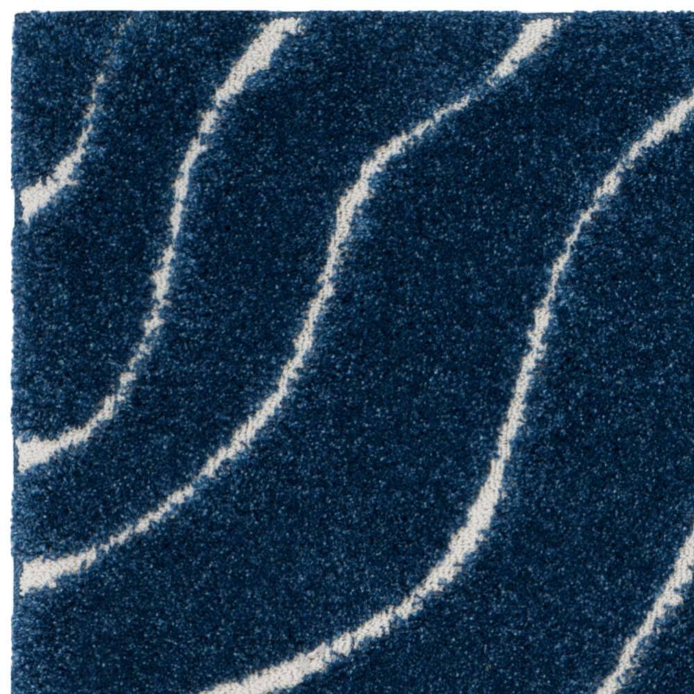 Florida Shag SG472 Power Loomed Indoor Area Rug - Dark Blue/Cream - 6'x9' - Safavieh