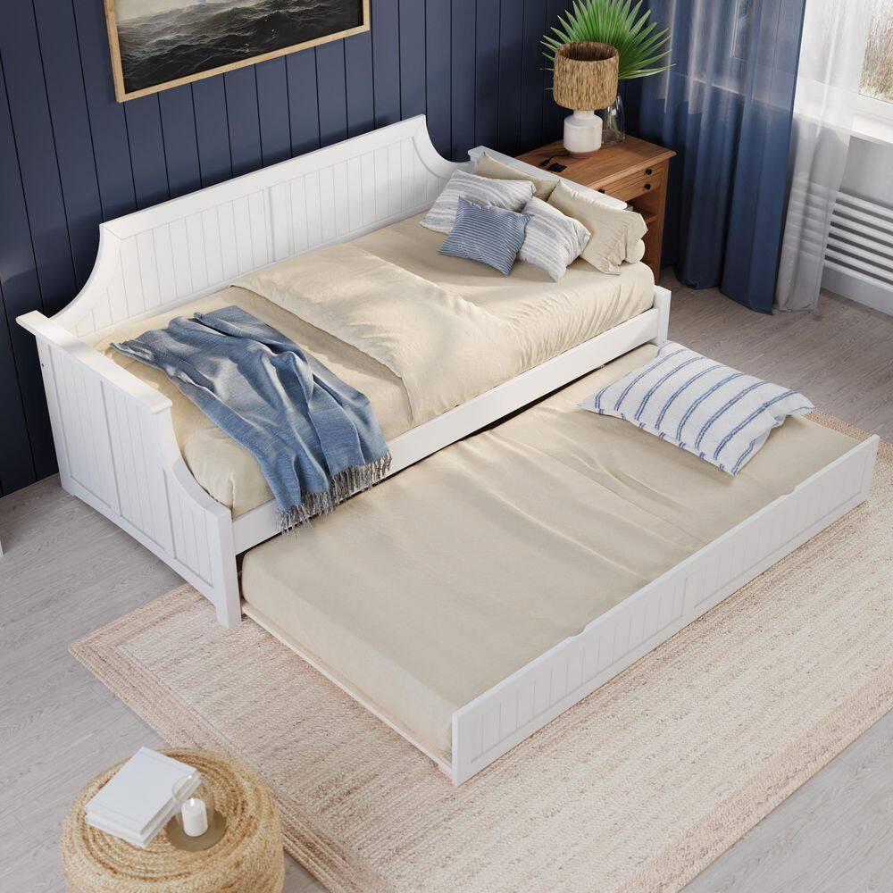 AFI Cambridge Twin Wood Daybed with Twin Size Trundle in White