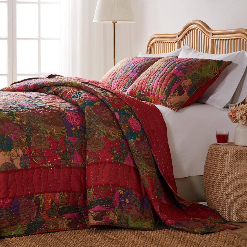 Greenland Home Fashions Jewel Boho Patchwork Print Quilt Set