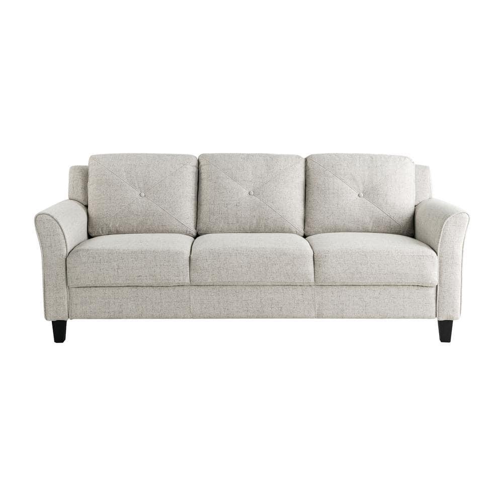 Lifestyle Solutions Taryn Traditional Sofa with Curved Arms, Beige Fabric Upholstery