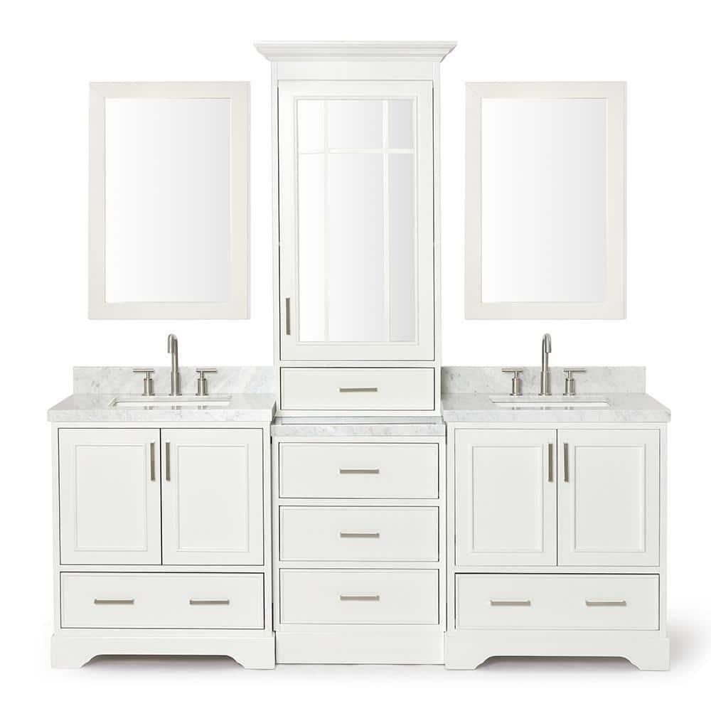 Ariel Stafford 85" Double Sink Vanity Set in White