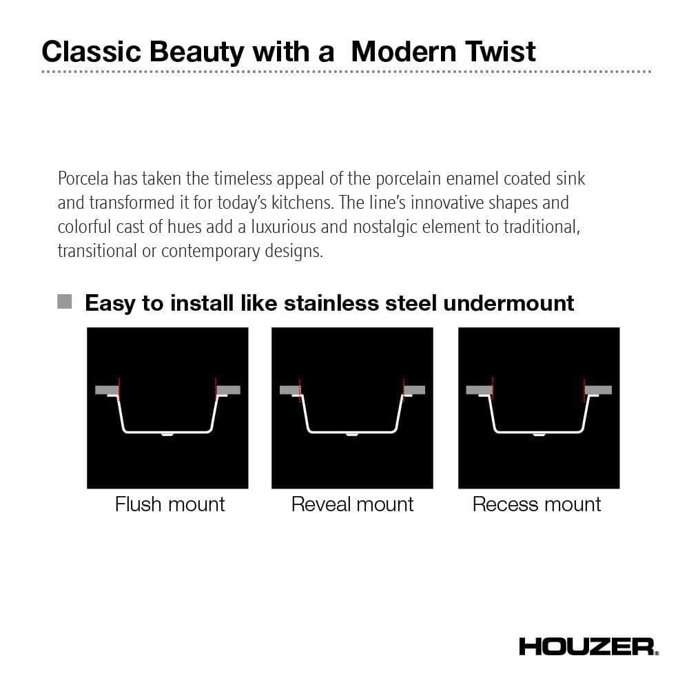 Houzer Porcela 31 in Espresso Porcelain Enamel Steel Undermount Single Bowl Kitchen Sink - PCH-3700 ES