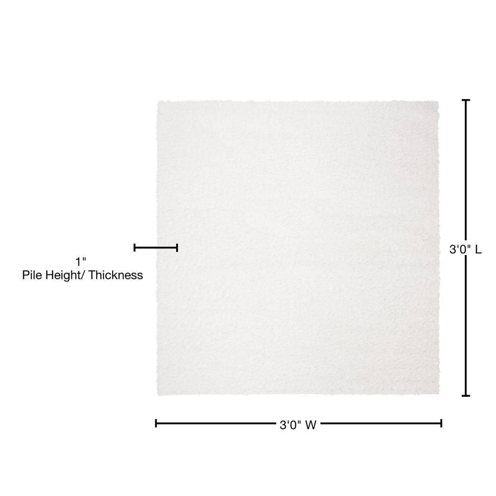 August Shag 900 AUG900 Power Loomed Indoor Accent Rug - White - 3'x3' - Safavieh