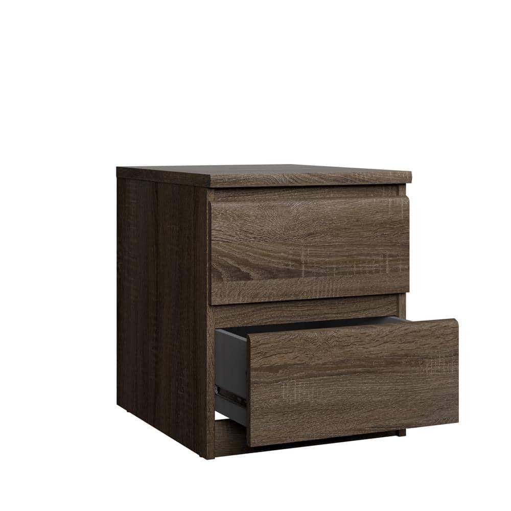 Tvilum Scottsdale 2 Drawer Bedroom Nightstand for Adults, Truffle Oak