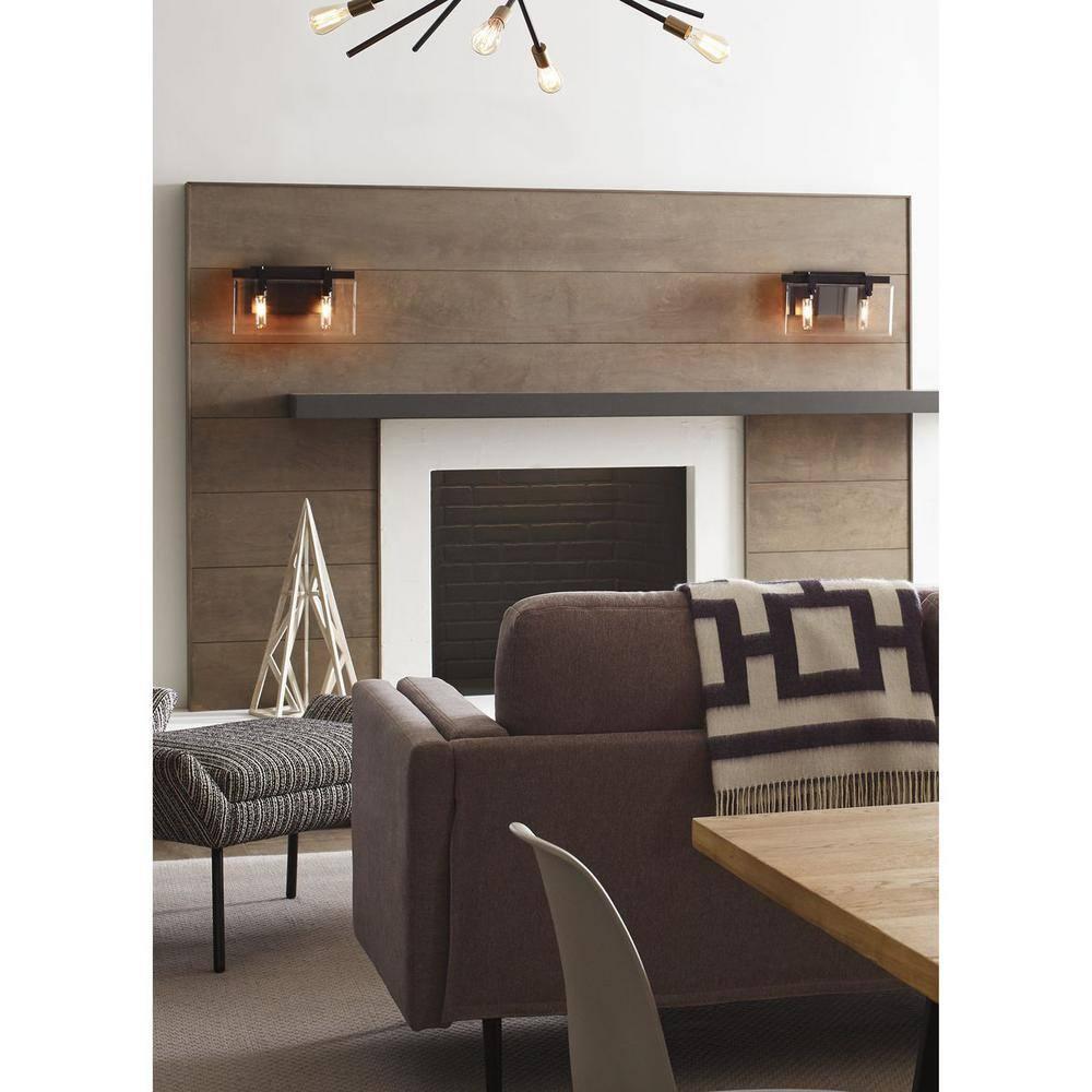 Progress Lighting Glayse 2-Light Bath & Vanity, Antique Bronze, Beveled Glass Shade