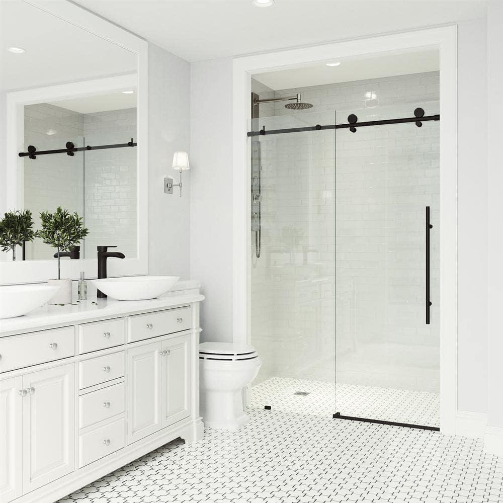 Elan E-Class 44-48" W x 76" H Sliding Frameless Shower Door with 3/8" Clear Glass