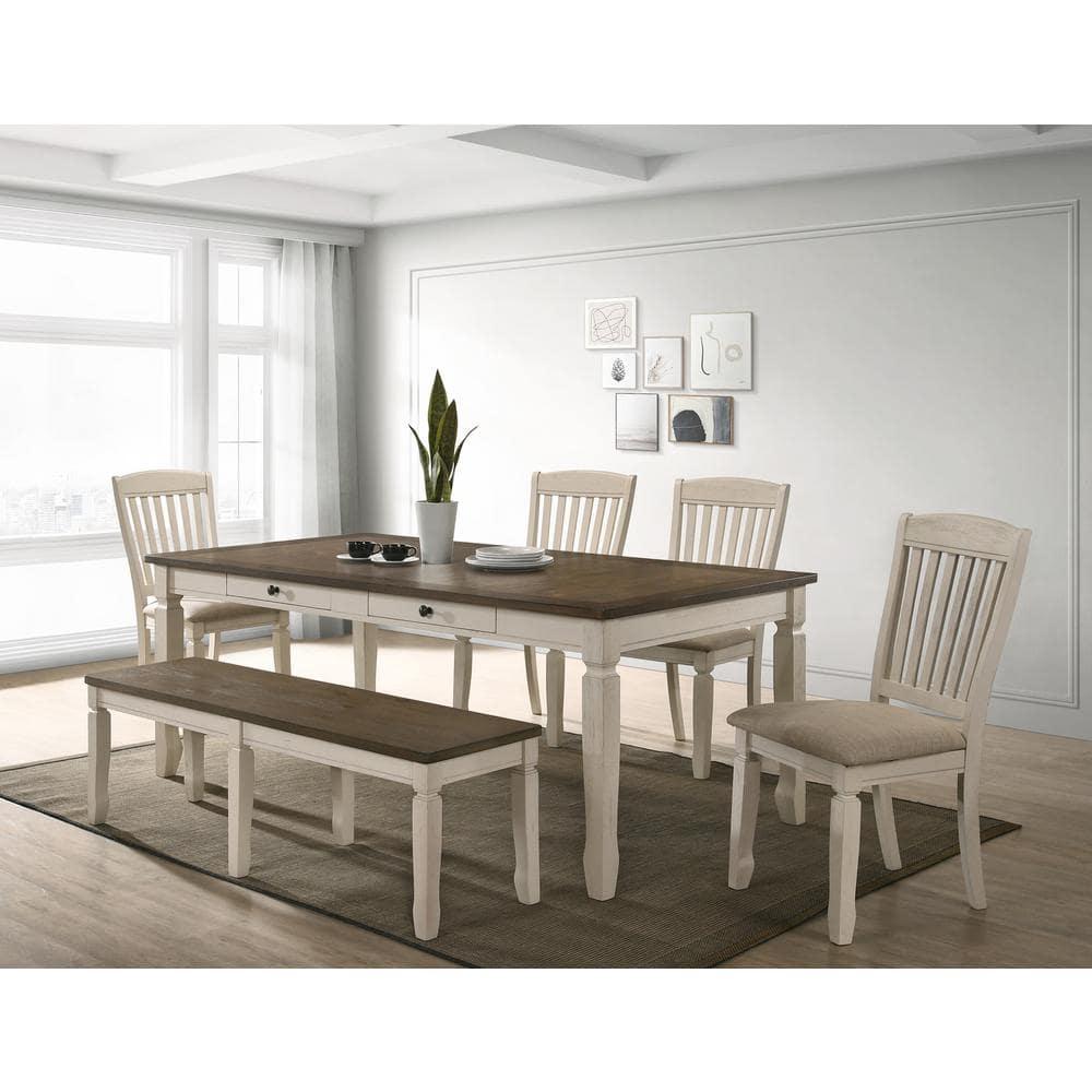 Best Master Furniture Belle Mesa de Comedor Rectangular de Madera Maciza de 78" en Color Crema Roble