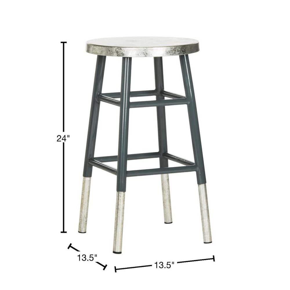 Kenzie Silver Dipped Counter Stool - FOX3211 - Grey/Silver - Safavieh Couture