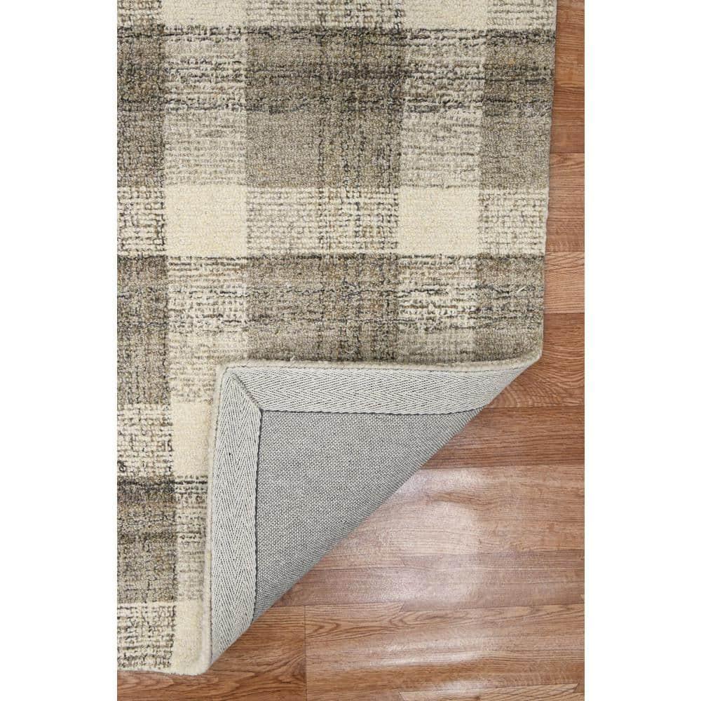 Tartan 4 x 6 Sand Plaid Pattern Area Rug for High Traffic Living Room Dining Room Bedroom
