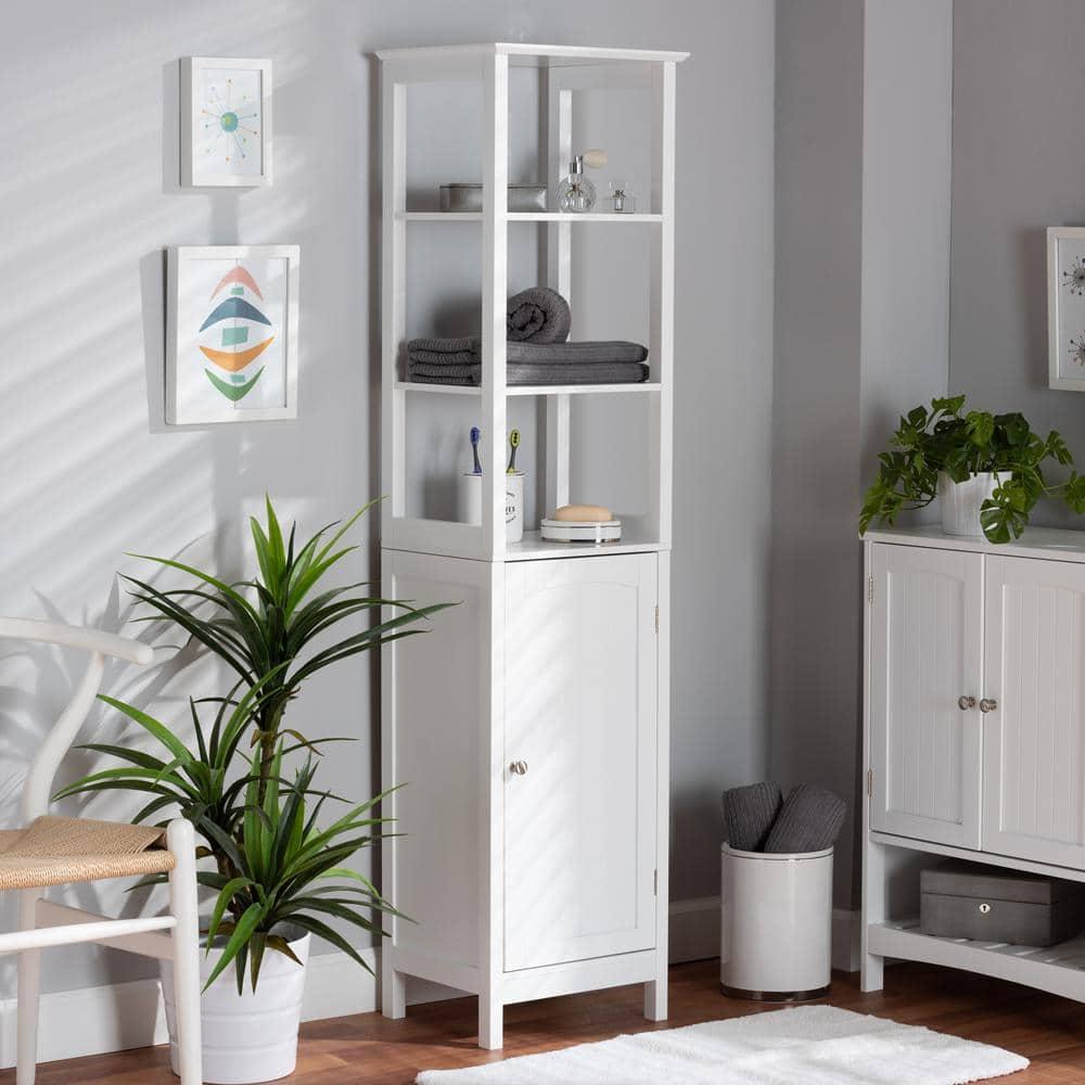 Baxton Studio Beltran Modern and Contemporary White Finished Wood Bathroom Storage Cabinet