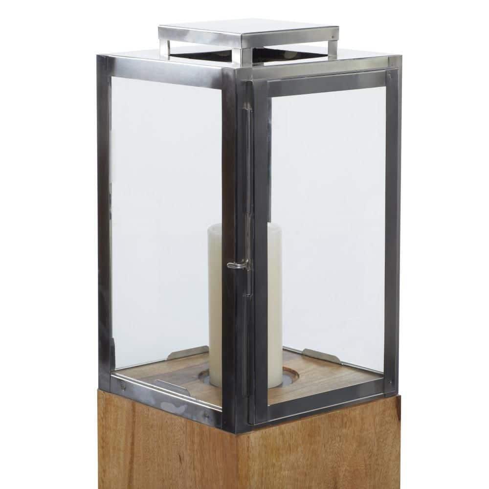 Loon Peak® Mango Wood Handmade Decorative Indoor Outdoor Brown Candle Lantern