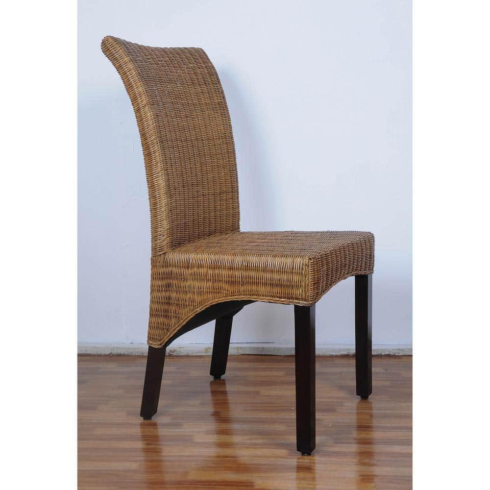 International Caravan Bali Campbell Rattan Wicker Stained Dining Chair