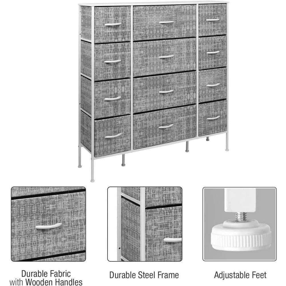 Sorbus 12 Drawers Dresser with Steel Frame and Wood Top