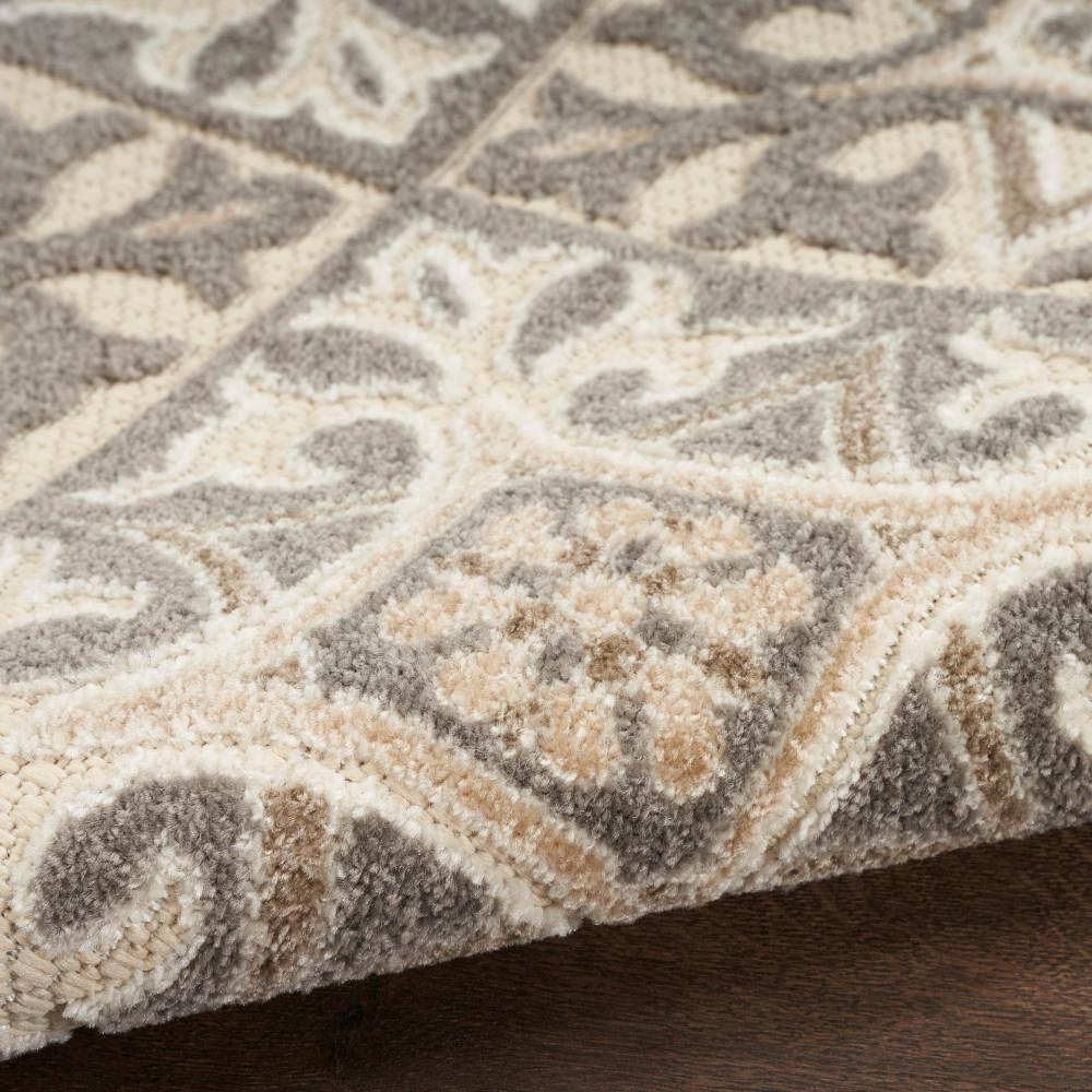 Nourison Aloha Modern Mosaic Flatweave High-Low Indoor Outdoor Area Rug Ivory Grey 2'8" x 4'