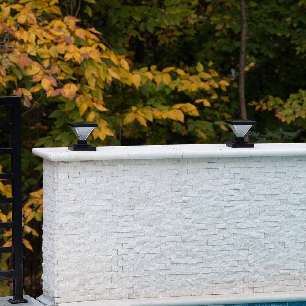 Luxor Black 4x4 and 5x5 Solar LED Deck Post Cap Light with Warm White and Hi/Lo Mode for Backyard and Wood Fence(2-Pack) (Set of 2)
