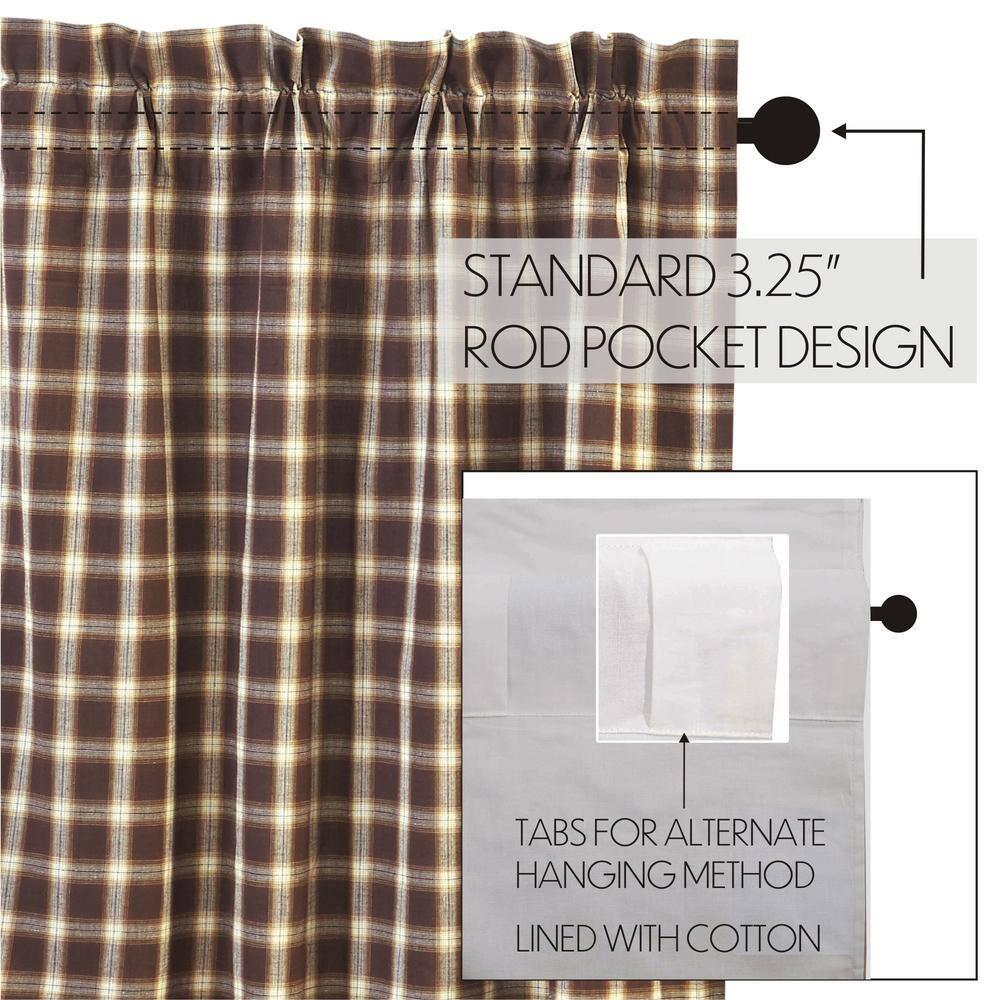 VHC Brands Rustic & Lodge Farmhouse Kitchen Window Curtains-Rory Valance, 16x60, Chocolate Brown