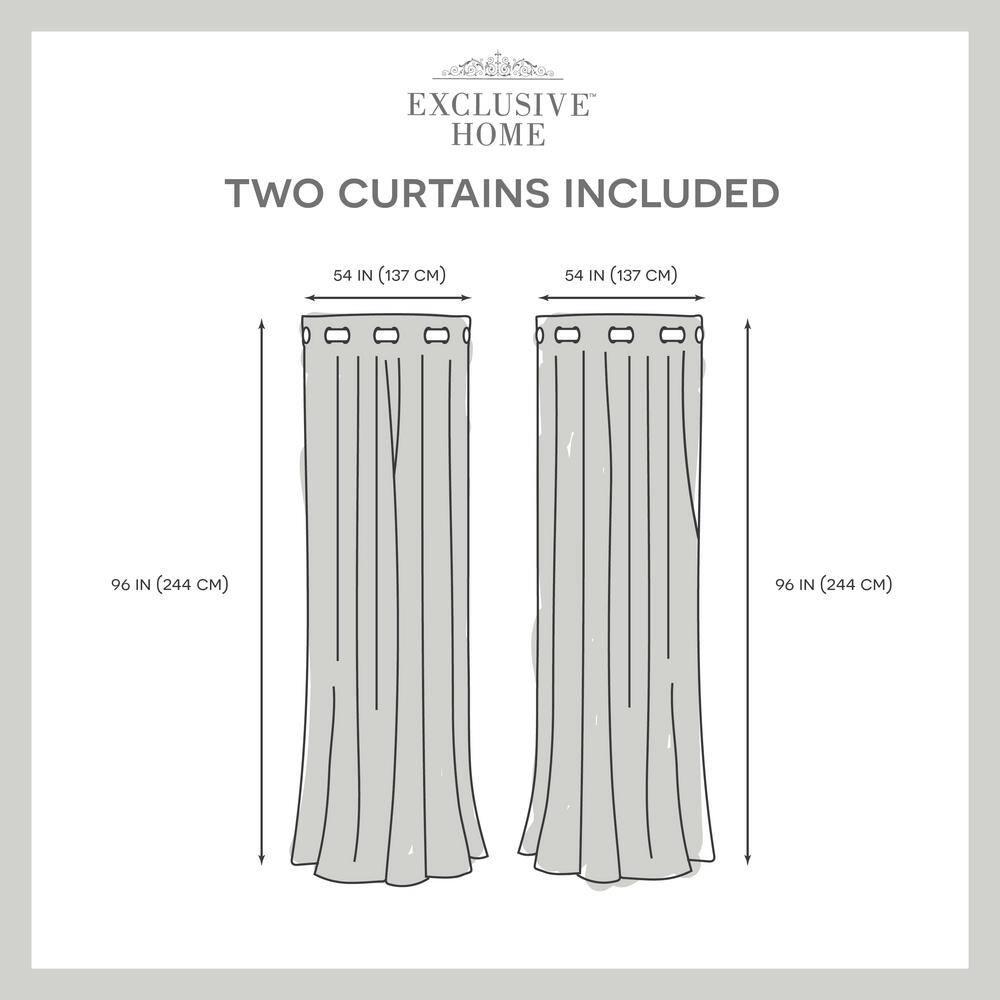 EXCLUSIVE HOME Kochi Light Filtering Linen Blend Grommet Top Curtain Panel Pair, 54"x96", Burgundy
