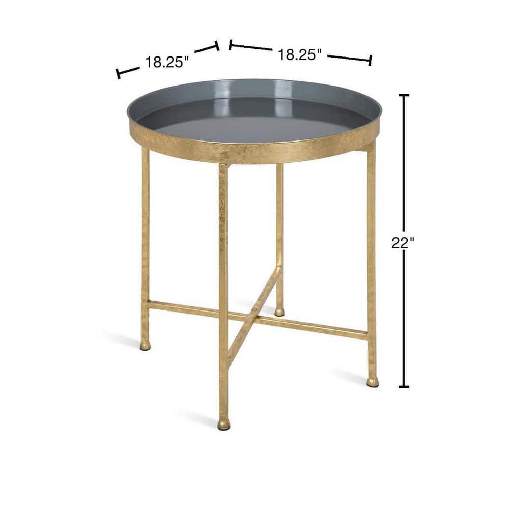 Kate and Laurel Celia Round Metal Side Table, 18.25x18.25x22, Gold and Gray