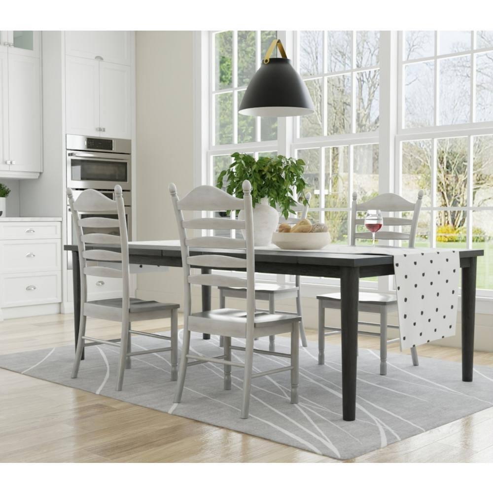 Carolina Living Josefine Dining Chair White Wash: Solid Rubberwood, Ladder Back Design, Unfinished Surface