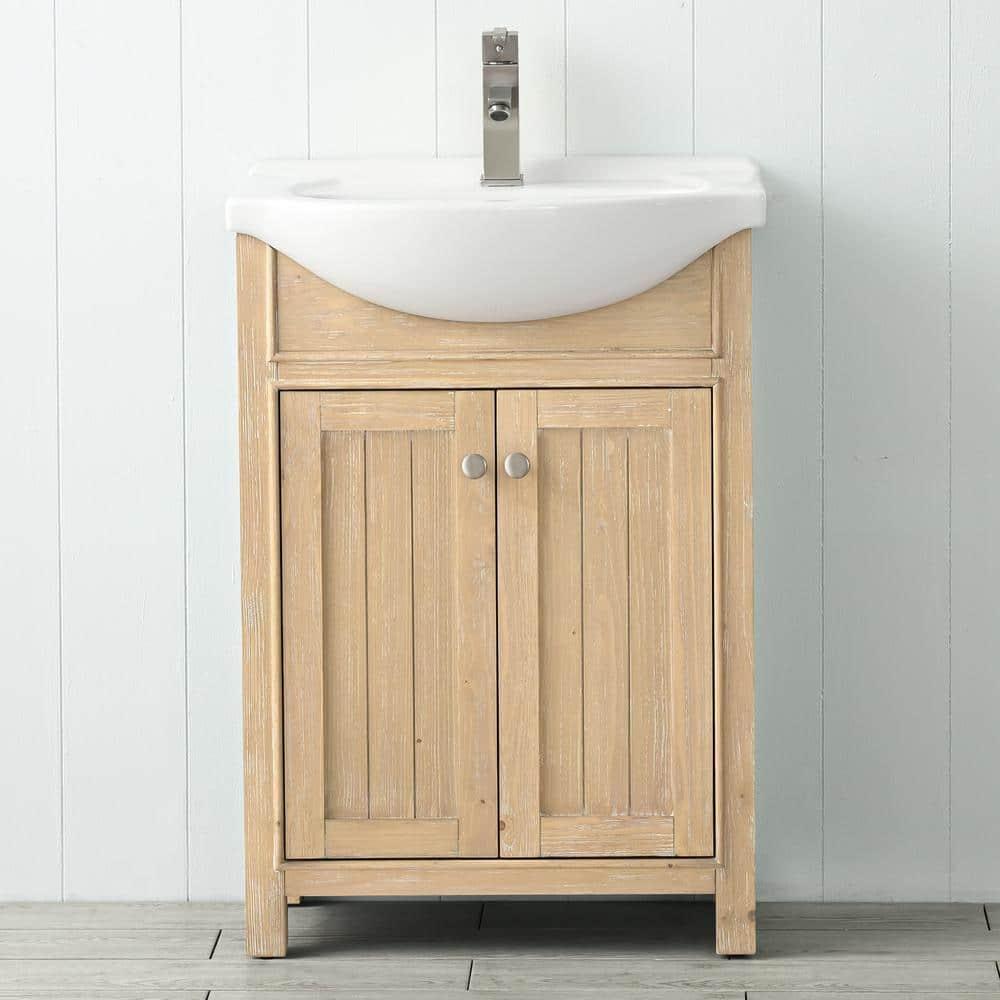 Design Element Marian 24" Single Sink Bath Vanity in Oak with Porcelain Top