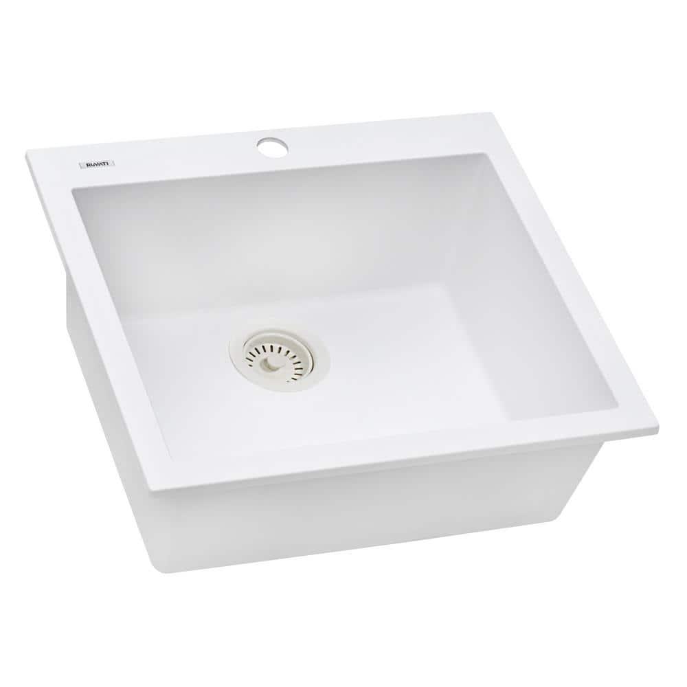 Ruvati Ruvati epiGranite Drop-in Topmount Granite Composite Kitchen Sink RVG1022WH