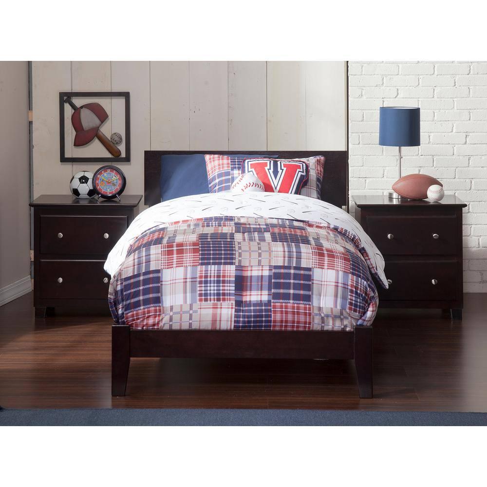 AFI Furnishings Orlando Twin Extra Long Traditional Bed with Open Footboard and Turbo Charger in Espresso