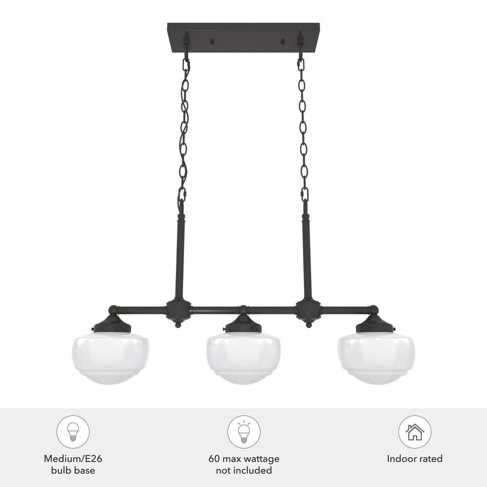 Hunter Fan Hunter Saddle Creek 3 Light Linear Chandelier Ceiling Light Fixture