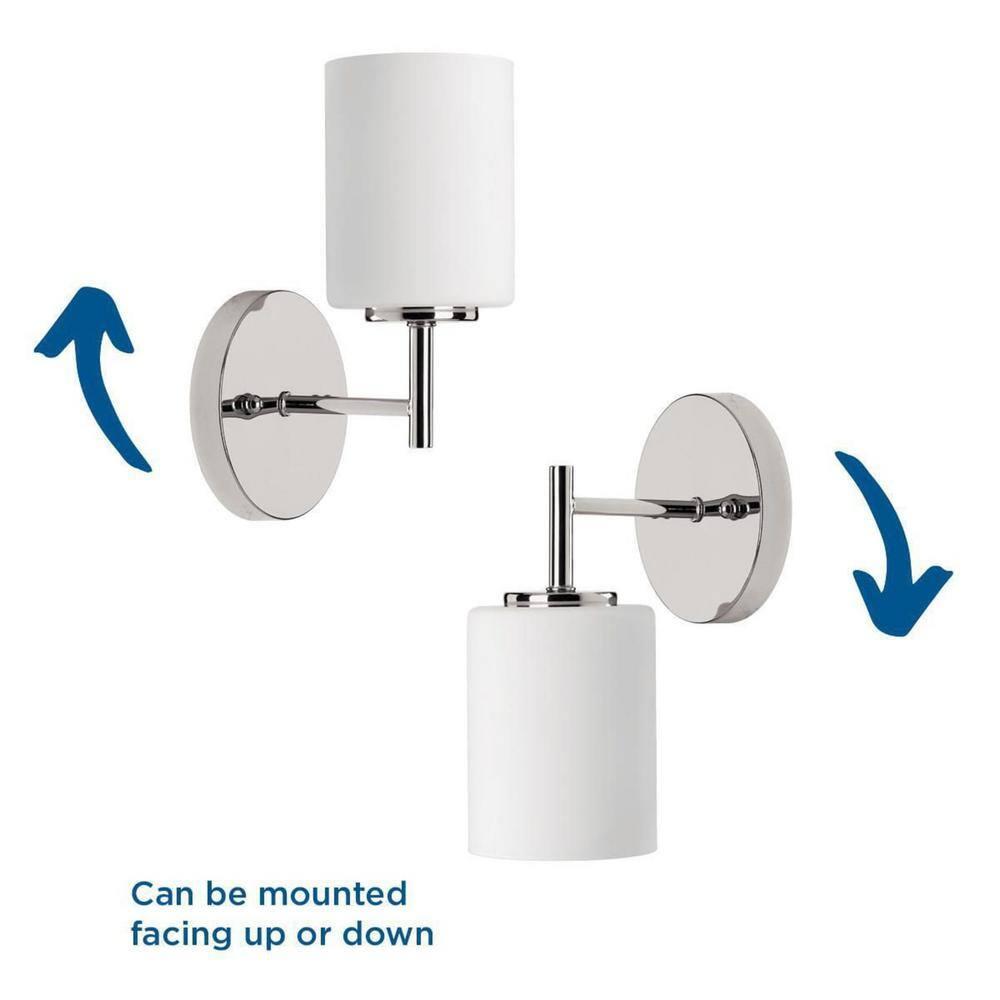 Progress Lighting Replay 1-Light Bath & Vanity Wall Light, Polished Nickel, Porcelain Shade