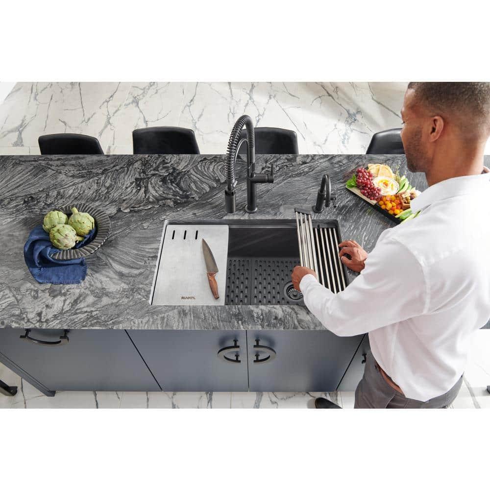 Ruvati 33-inch Undermount Workstation Granite Composite Kitchen Sink
