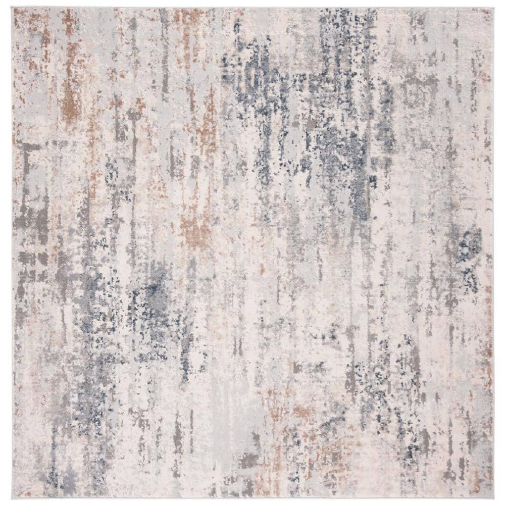 Invista INV432 Power Loomed Area Rug - Cream/Grey - 6'7"x6'7" - Safavieh.