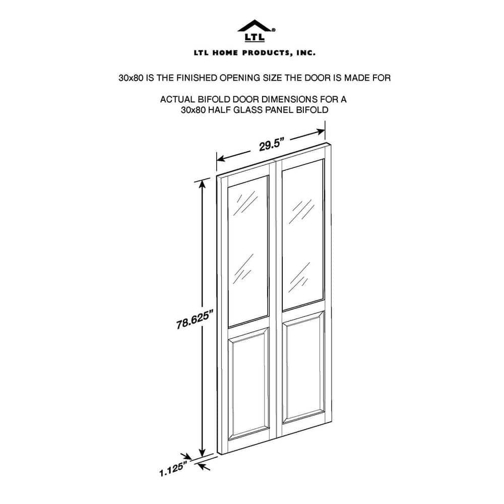 80'' Solid Wood Glass Unfinished Bi-Fold Door