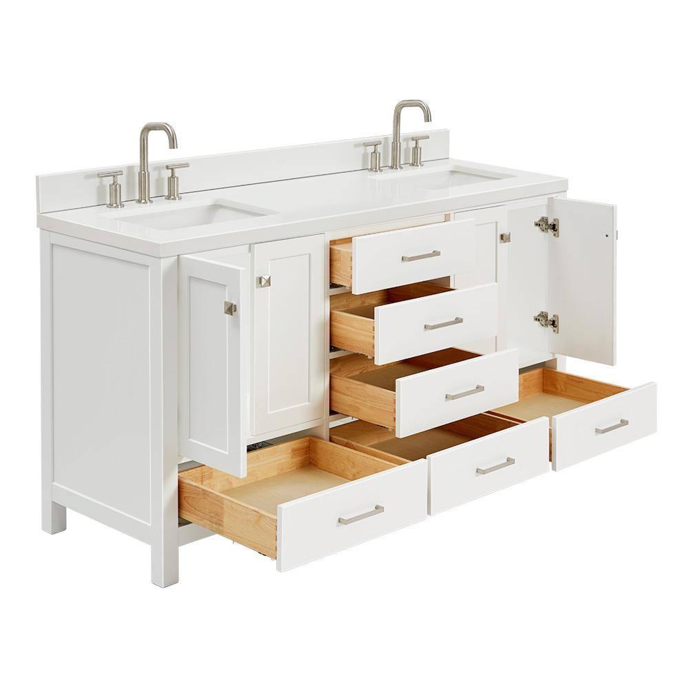 Ariel A067dwqrvo Cambridge 67" Free Standing Double Rectangular Basin Vanity Set - White