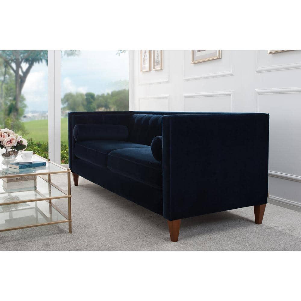 Jack 84" Tufted Tuxedo Sofa Double Cushion Dark Navy Blue