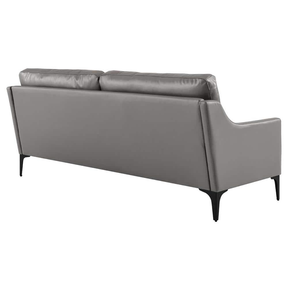Modway Corland Modern Style Leather and Metal Sofa in Gray Finish