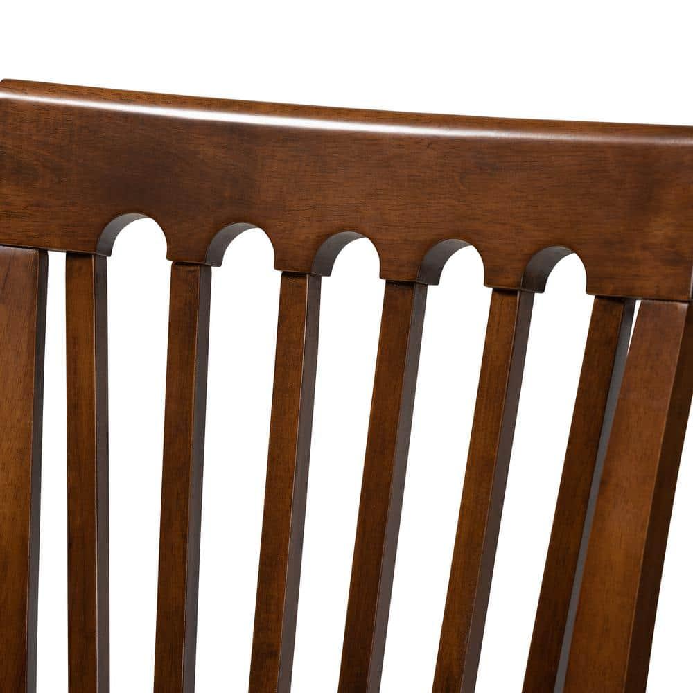 Set of 4 Minette Fabric Upholstered Walnut Dining Chairs - Baxton Studio: Rubberwood, Polyester