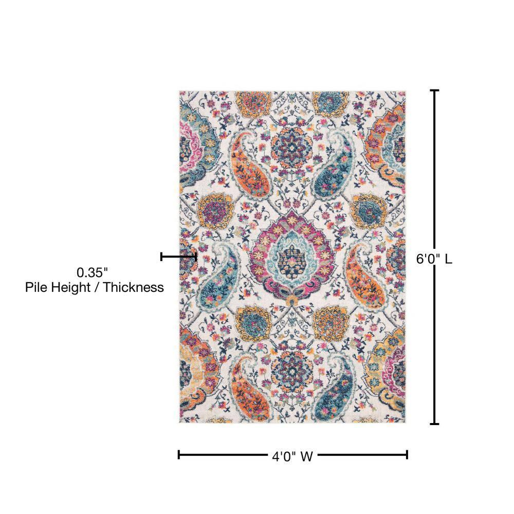 Madison MAD600 Power Loomed Indoor Area Rug - Cream/Multi - 4'x6' - Safavieh