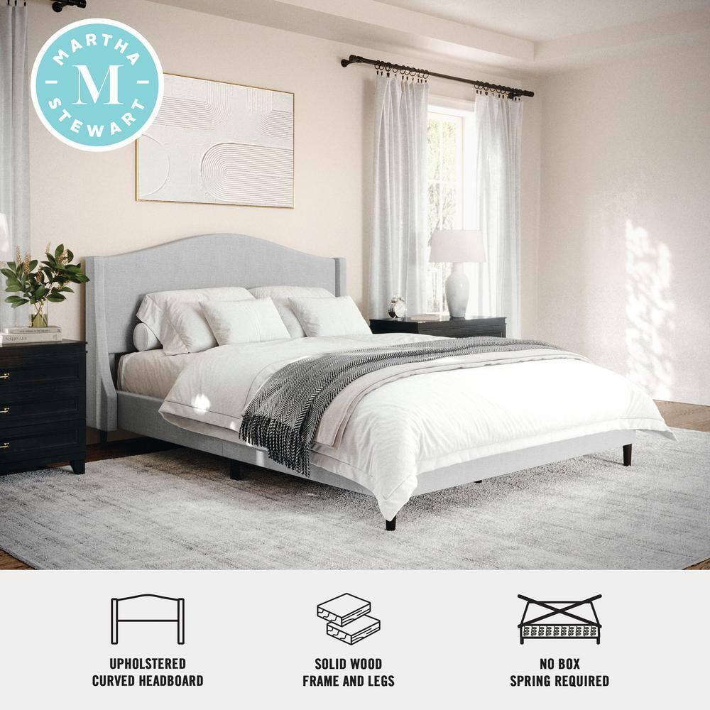 Martha Stewart Martha Stewart Amelia Upholstered Platform Bed With Curved Headboard