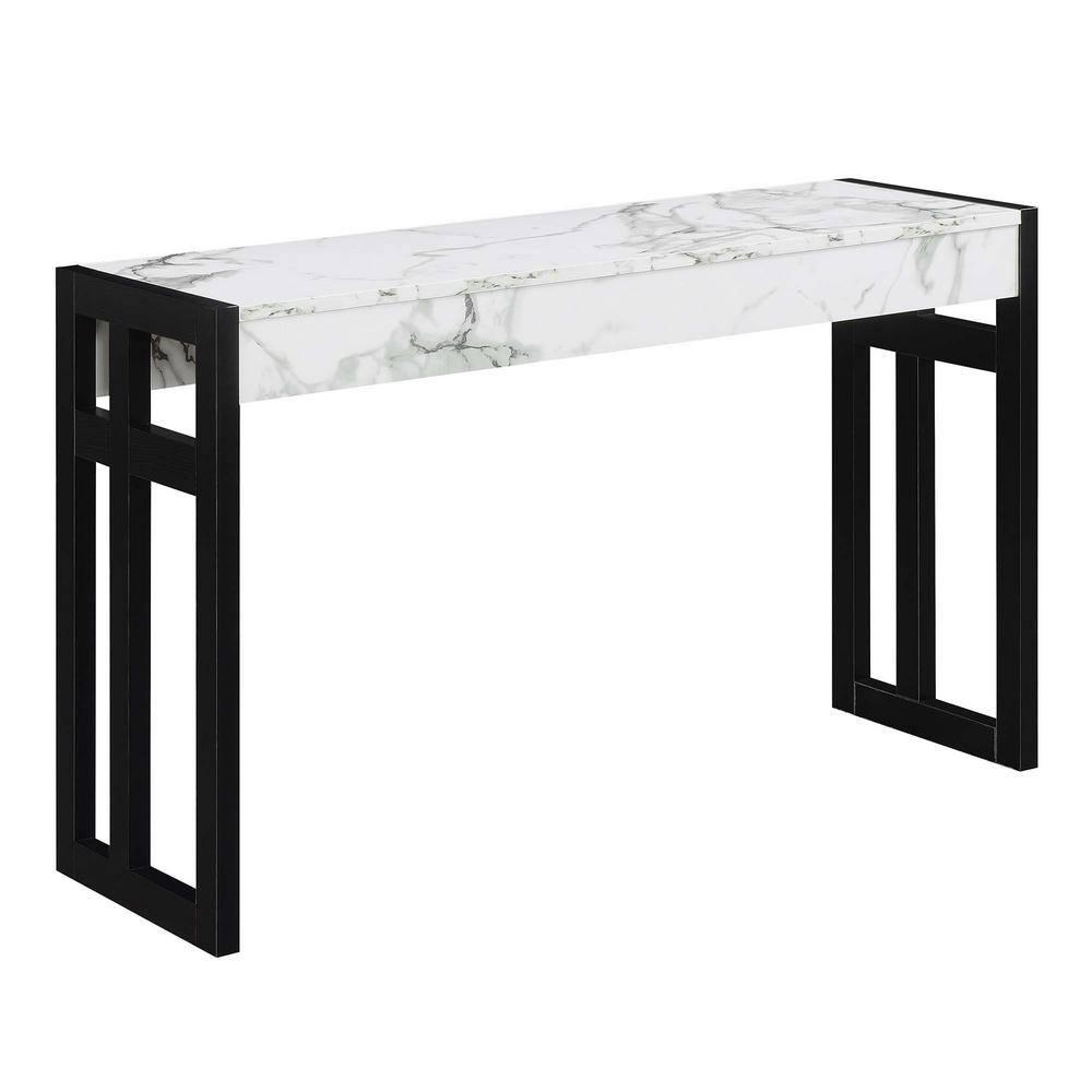 Monterey Console Table, White Faux Marble/Black